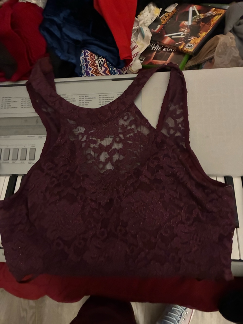 Lace Racerback Bralette - Burgundy